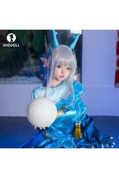 SHEDOLL エリン 148cm｜Dカップ｜瑶「山海·碧波行」コスプレ｜銀髪龍角エルフ耳｜発熱軽量ボディ+リアル口腔｜王者栄耀 同棲人形