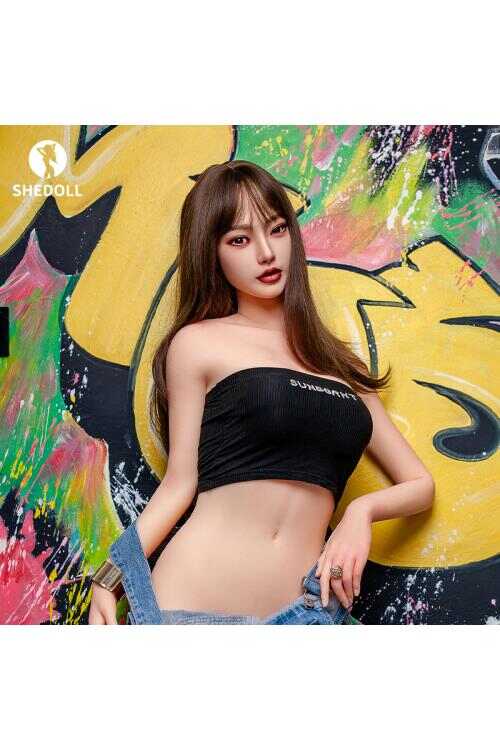 SHEDOLL ハクロ 158cm | Cカップ | ストリートヒップホップ風：ブラッククロップトップ+デニムオーバーオール | スリム＆バストアップ | 加熱機能+リアルヘア植毛 | 専属ストリートガールフレンド